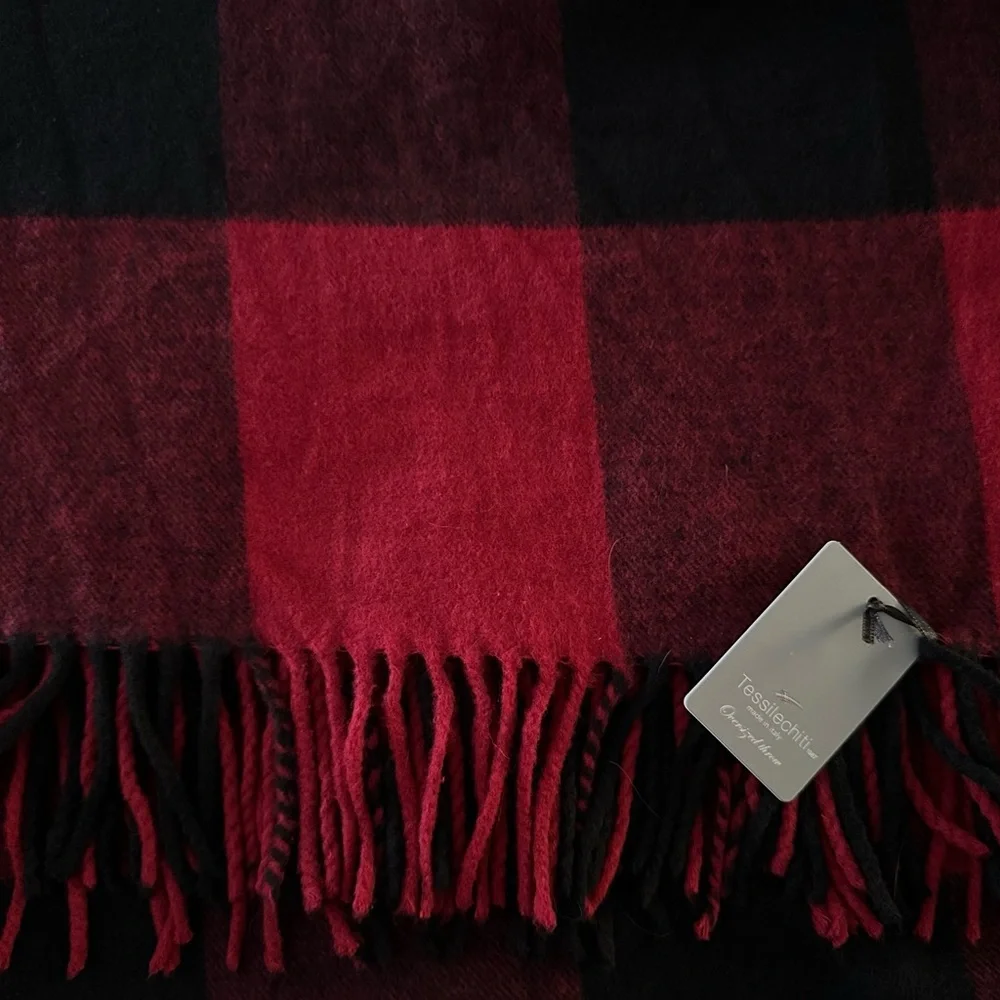 Tessilechiti Throw‎ Blanket Buffalo Plaid Farm New With Tag 51” x 67” ITALY
